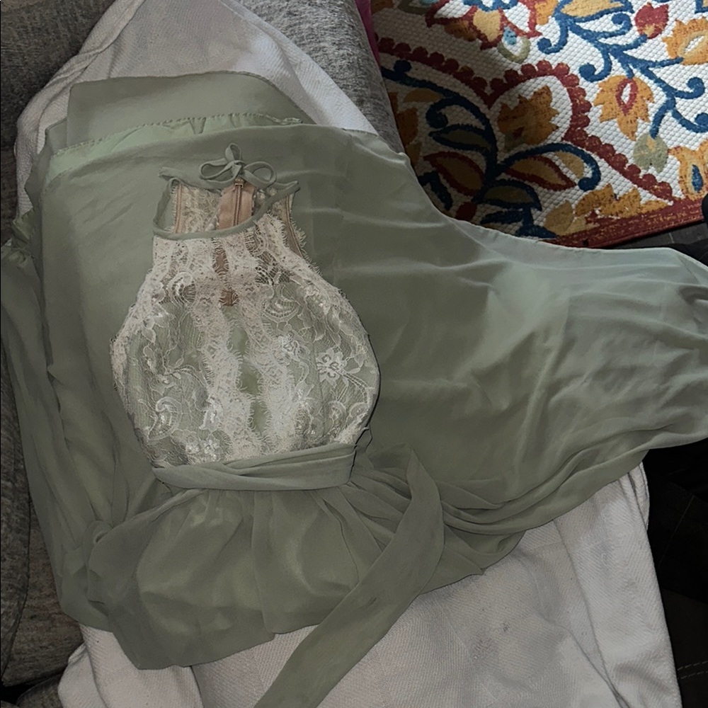 Azazie Sage Green Lace Wedding Dress